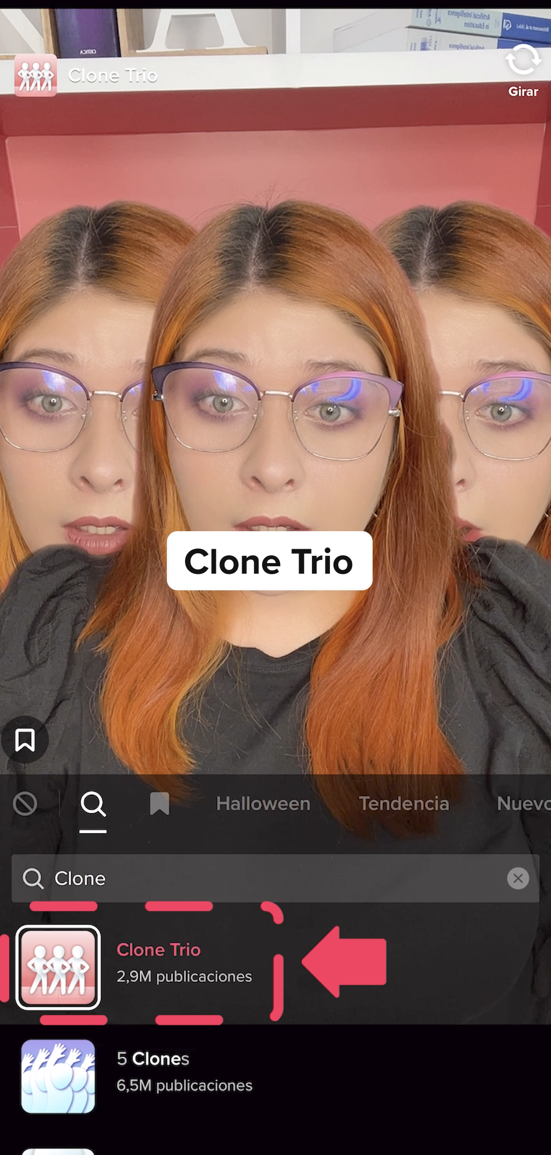 En este caso usaremos el efecto Clone trio. Si también quieres usarlo, pulsa sobre el nombre.